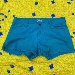 Teal Distressed Shorts